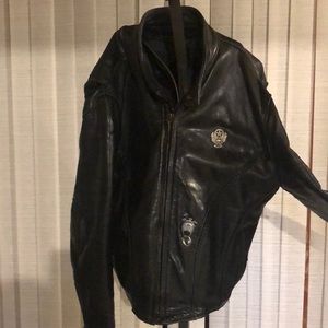 Mens leather biker jacket size 48